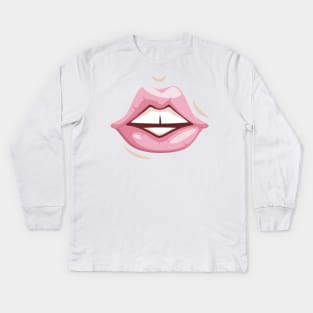 Lips Mask Tongue Teeth Human Mouth Masks Kids Long Sleeve T-Shirt